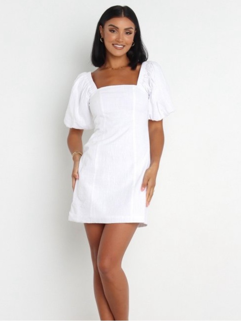 Petal and Pup Sndys Everday White Puff Sleeve Mini Dress